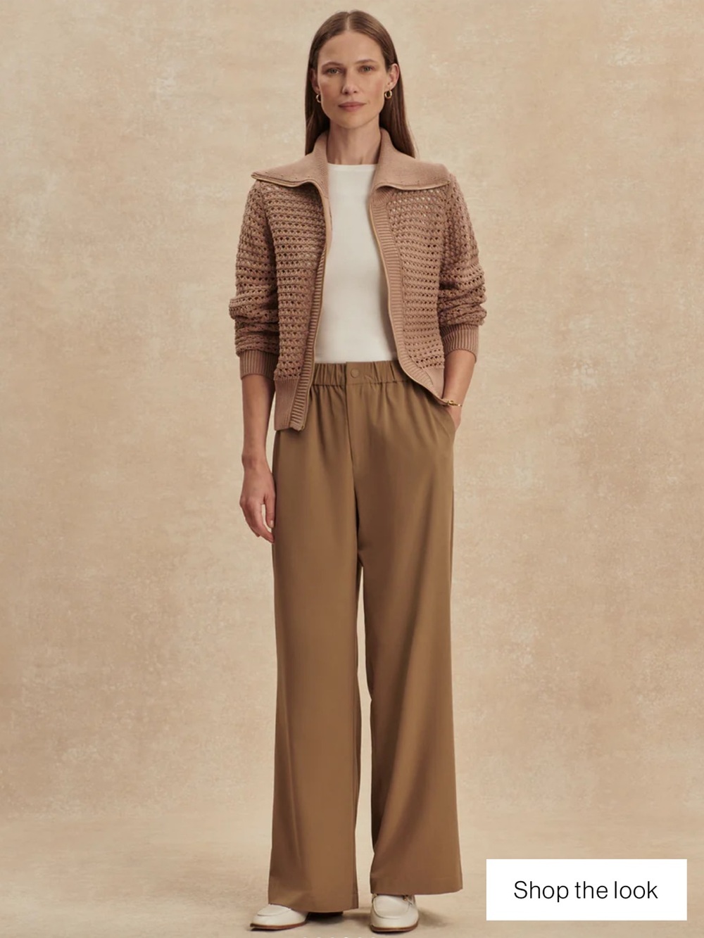 Varley Kayson 2.0 Wide Leg Pant in Taupe Stone, Size Large, NWT